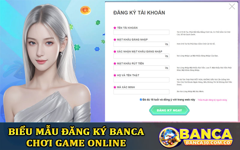 Biểu mẫu đăng ký Banca chơi game Online
